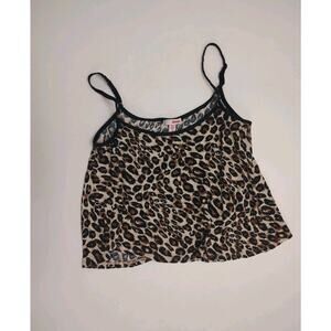 Vintage Y2K Bongo Sz Medium Leopard Print Cami Tank Top Black Adjustable Straps